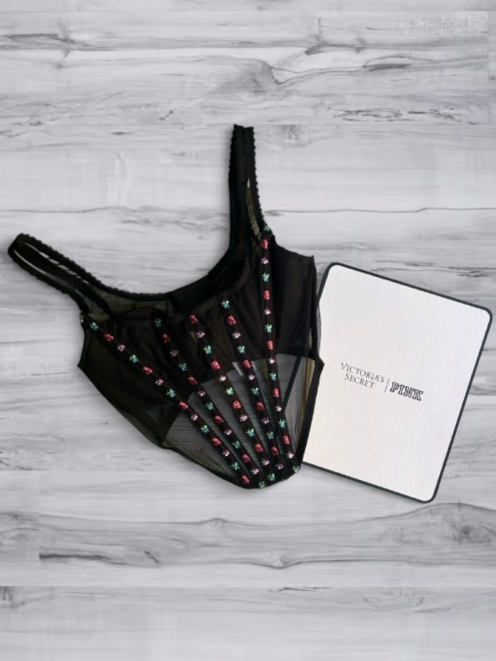 🆕💐 Dark Blossom Corset Bra Top Victoria’s Secret XS NWT